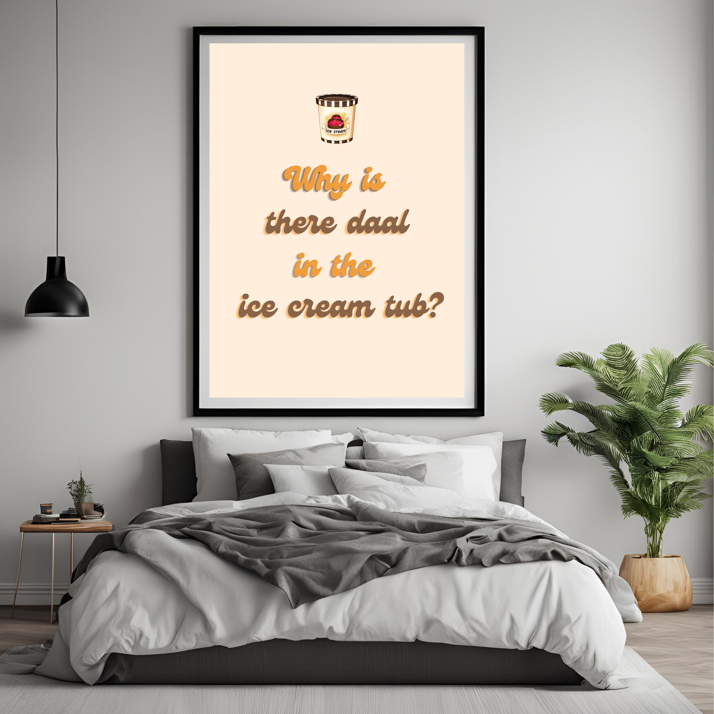 Daal in the Ice-Cream Tub Portrait Black A4 Framed Print