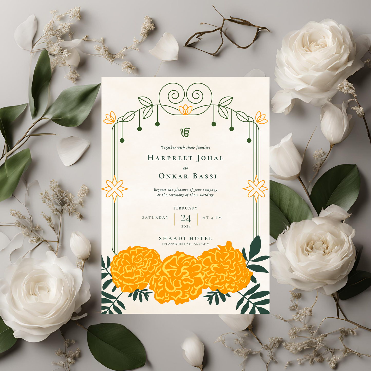 Haldi Minimalist Floral Invitation Digital Download - Online Template