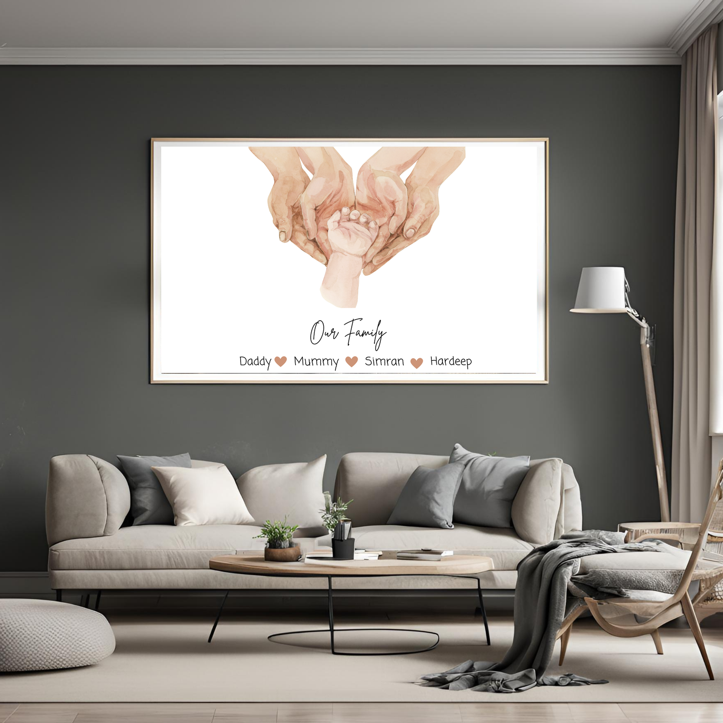 Customized Family Name Hands Poster - Digital Wall Art