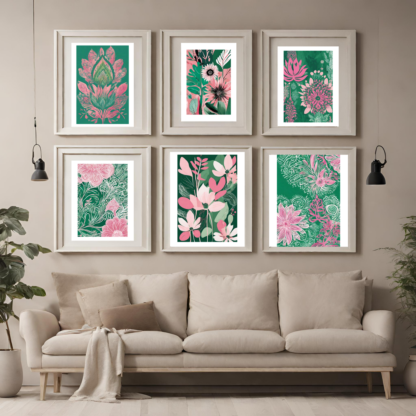 Wall Art - Botanical Desi Flower Digital Art 9 pcs