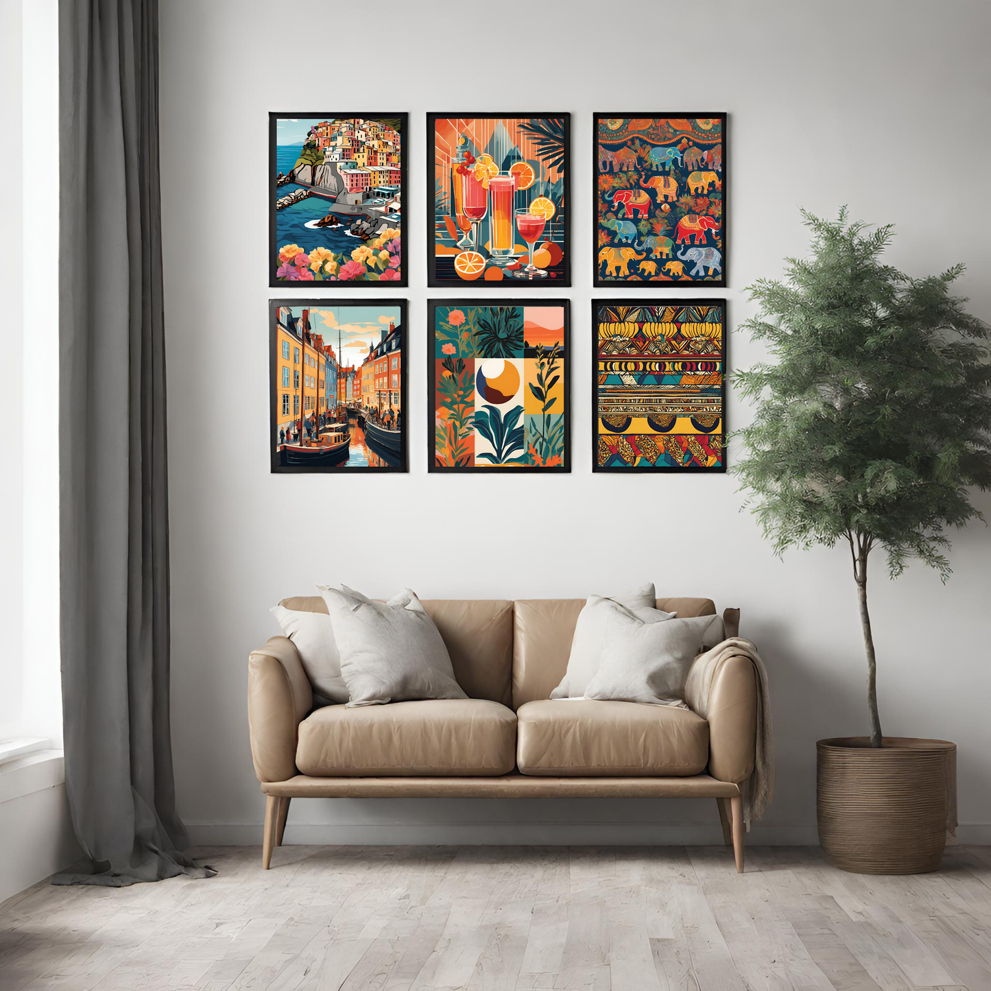 Indian Elephant Blue Print Wall Art Digital Download