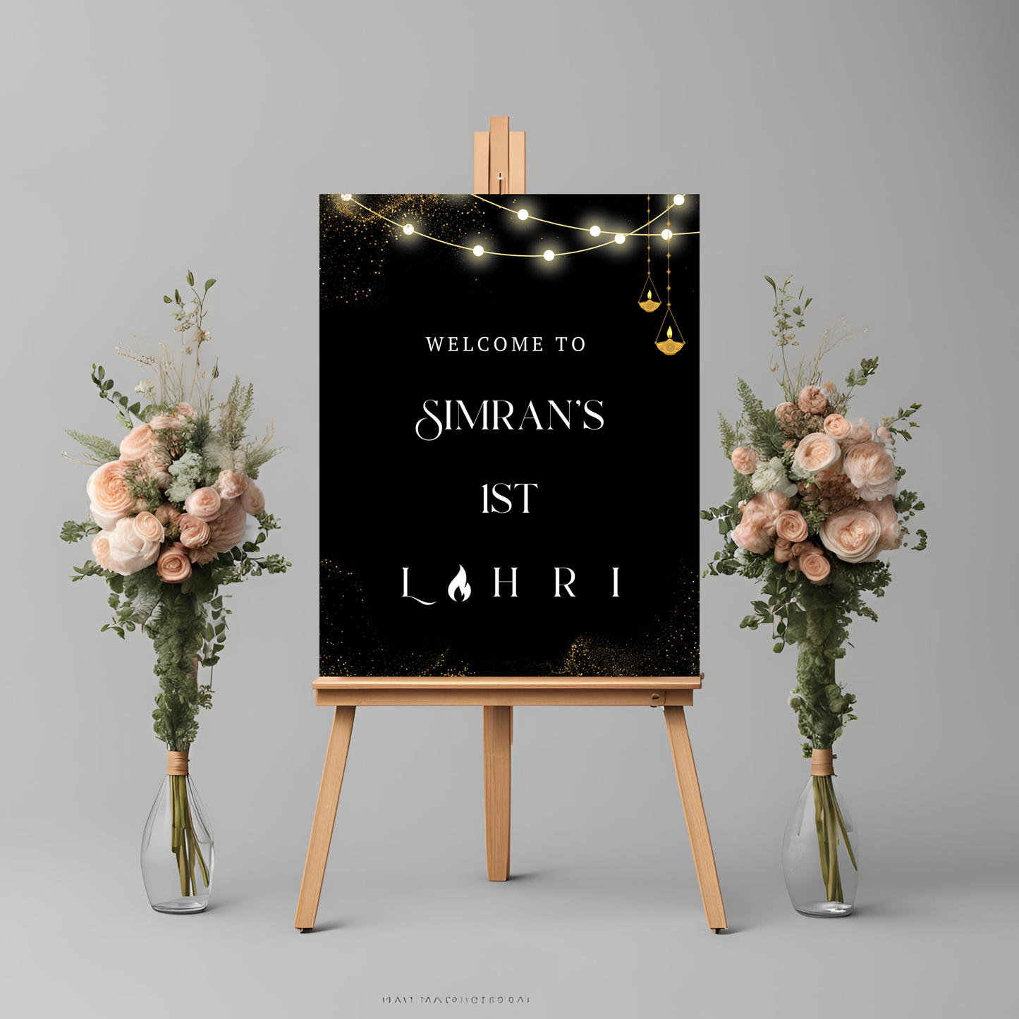 Lohri Black Entrance Board Digital Download - Online Template