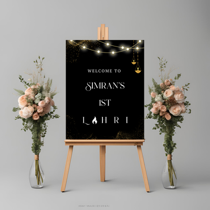 Lohri Black Entrance Board Digital Download - Online Template