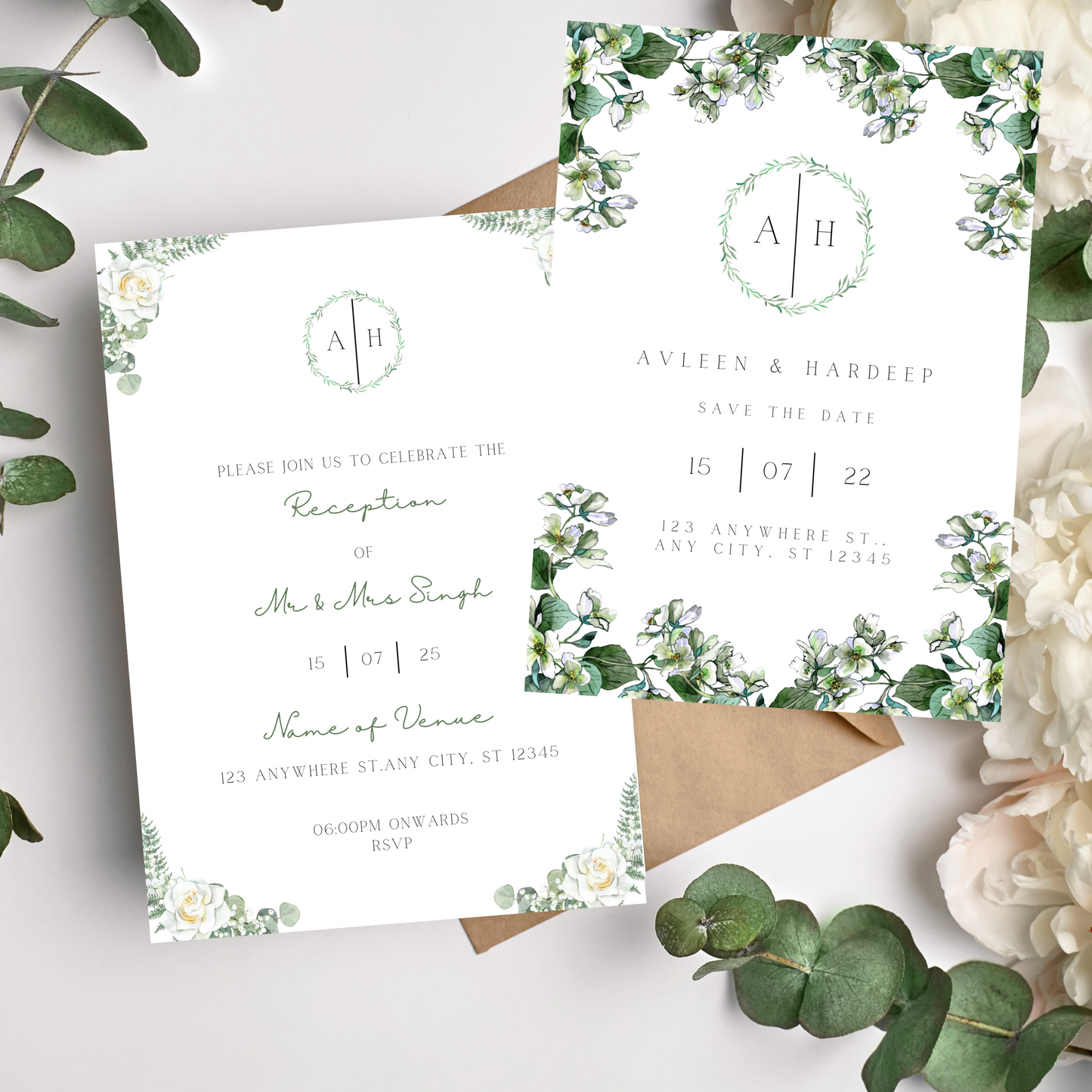 Leaf Invite Inserts Digital Download 6pcs - Online Template