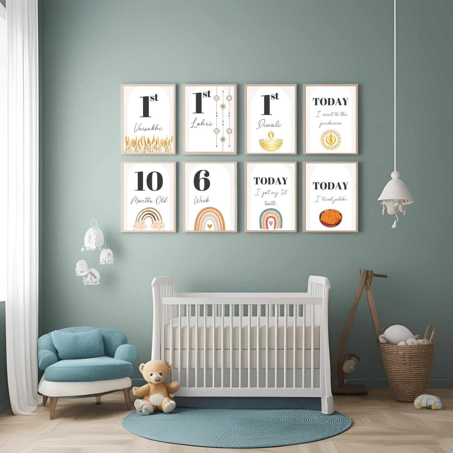 Baby Milestone Digital Download Card - Boho Theme Desi Cards