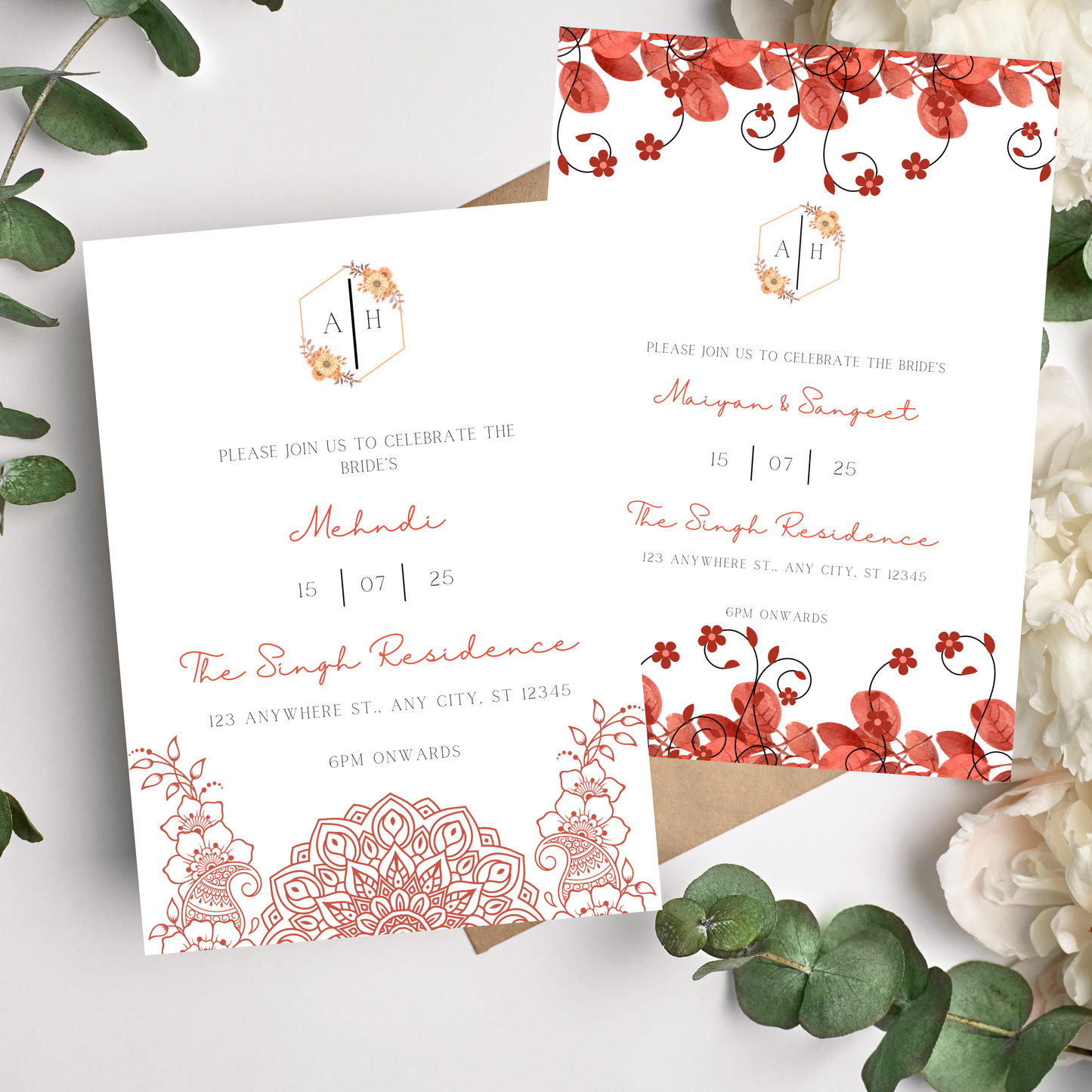 Floral Invite Inserts Digital Download 6pcs - Online Template