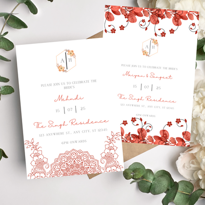 Floral Invite Inserts Digital Download 6pcs - Online Template