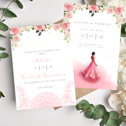 Pink Invite Inserts Digital Download 6pcs - Online Template