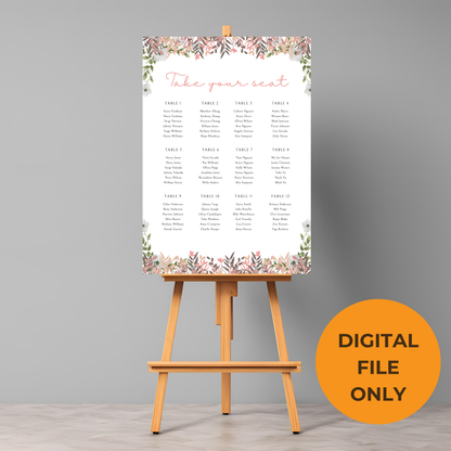 Civil Wedding Minimalist Seating Plan Digital Download - Online Template