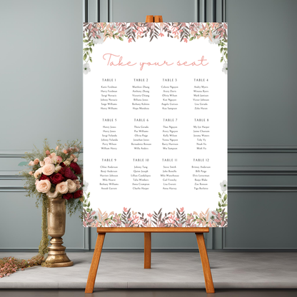Civil Wedding Minimalist Seating Plan Digital Download - Online Template