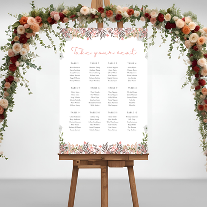 Civil Wedding Minimalist Seating Plan Digital Download - Online Template
