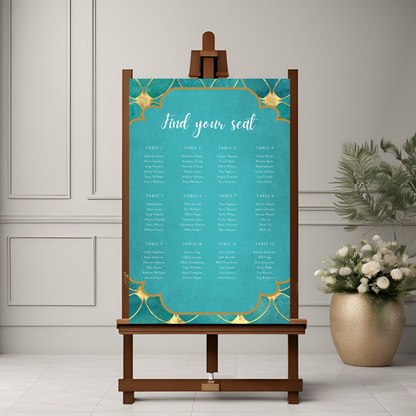 Peacock Teal Seating Plan Digital Download - Online Template