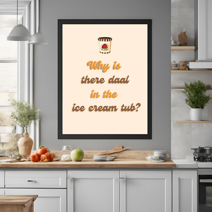 Daal in the Ice-Cream Tub Portrait Black A4 Framed Print