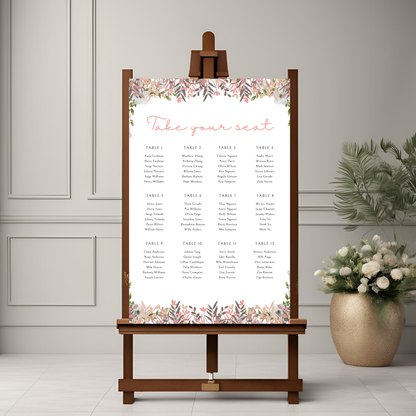 Civil Wedding Minimalist Seating Plan Digital Download - Online Template