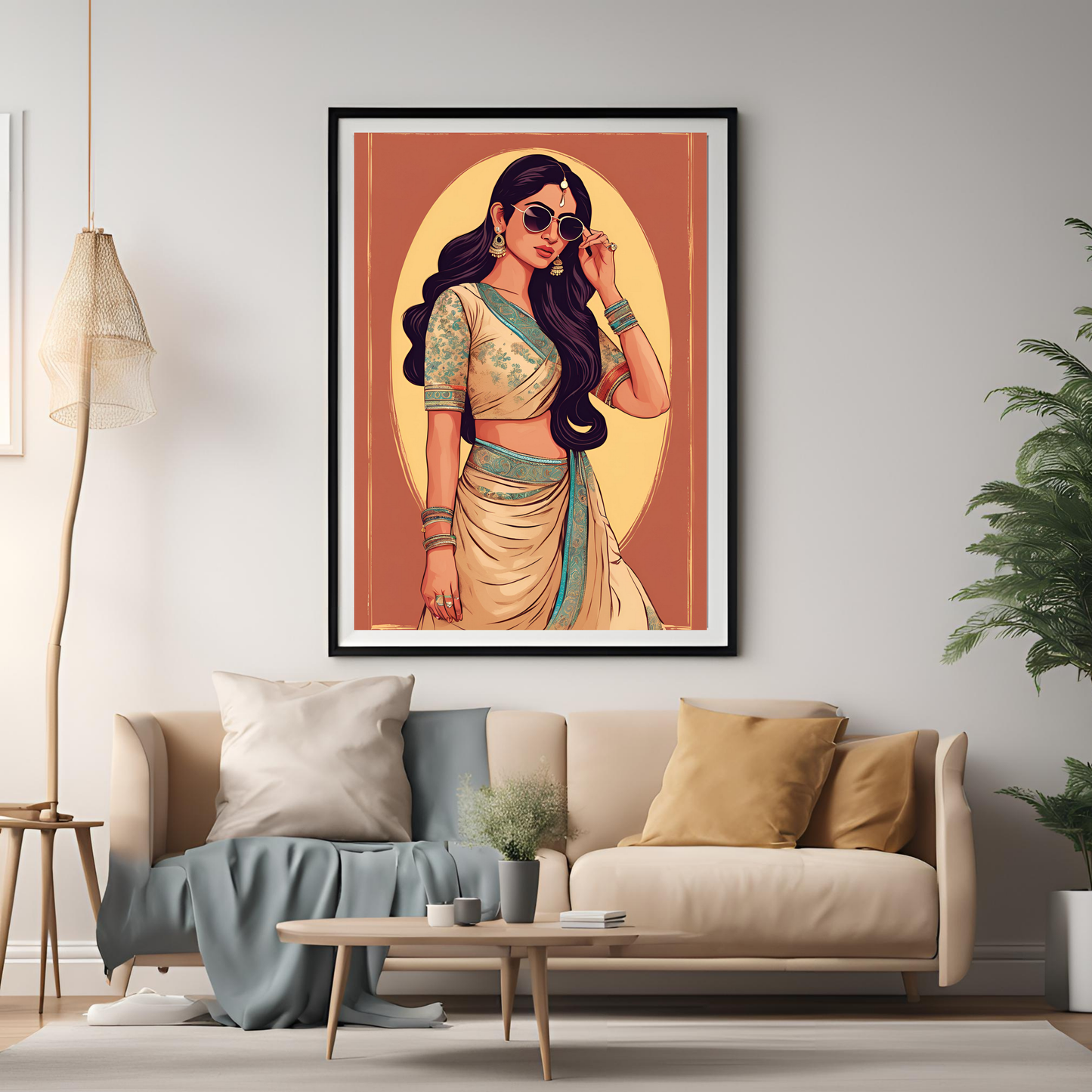 Sarees & Sunglasses Framed A4 Fine Art Print - Portrait/Black