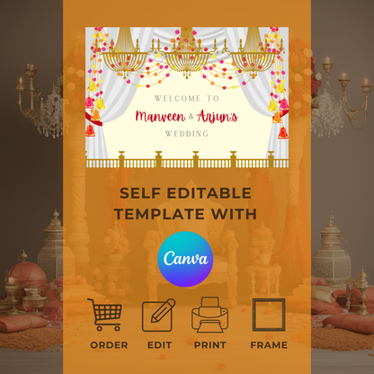 Decor Wedding Entrance Board Digital Template - Online Template