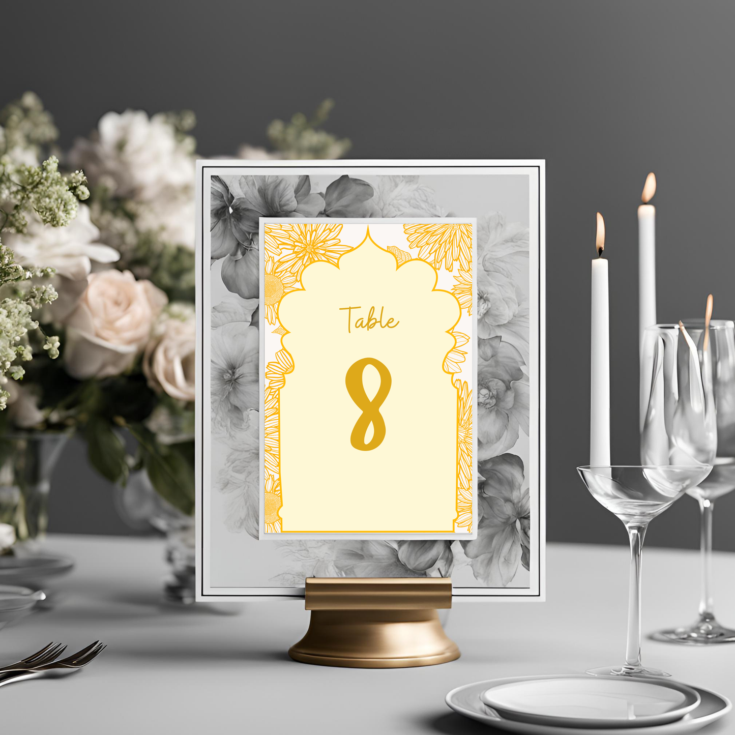 Yellow Table Number Digital Download - Online Template