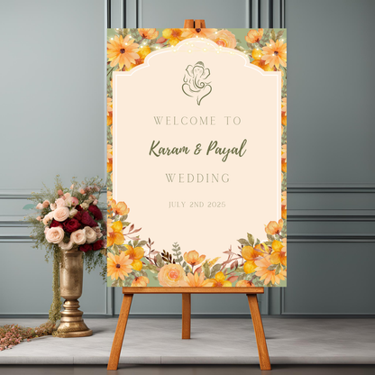 Sage Green Sunflower Entrance Board Digital Download - Online Template