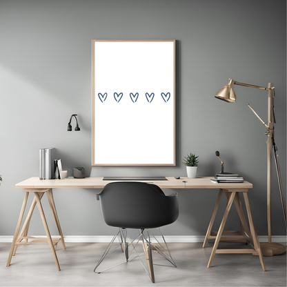 Love Heart Print White Wall Art Digital Download