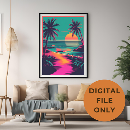 Coastal Gallery Wall - Printable Wall Art Summer Aesthetic Colourful Beach Poster