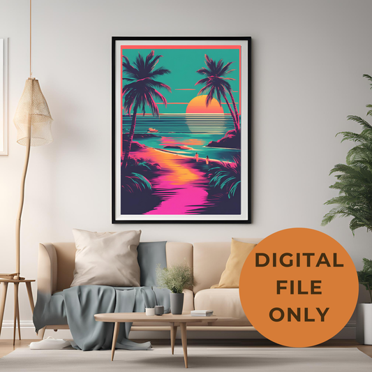 Coastal Gallery Wall - Printable Wall Art Summer Aesthetic Colourful Beach Poster