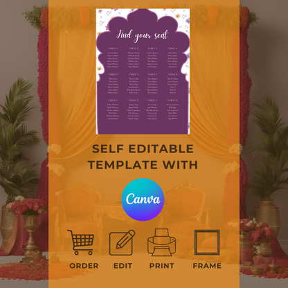 Purple Seating Plan Digital Download - Online Template