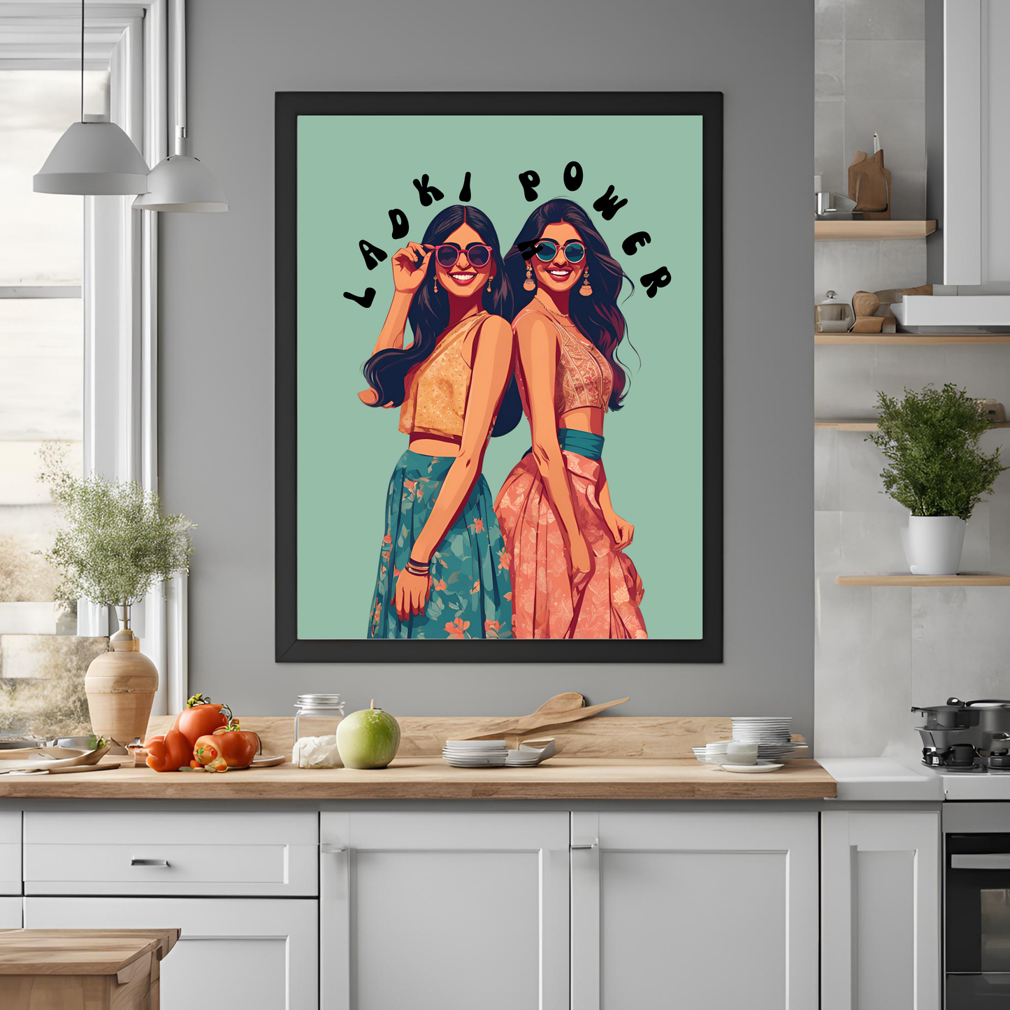 Ladki Power Framed A4 Print - Portrait/Black