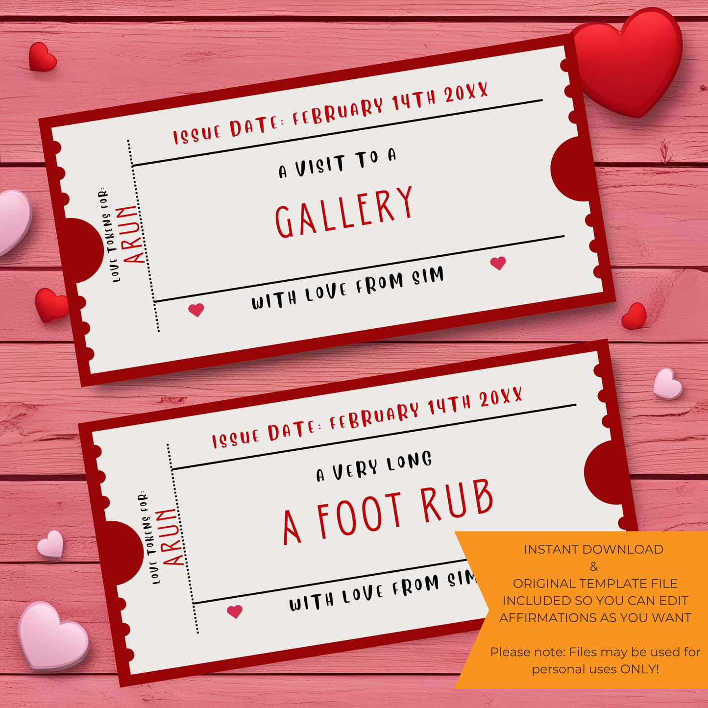 Love Coupon Editable Digital Template