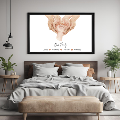 Customized Family Name Hands Poster - Digital Wall Art