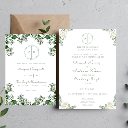 Leaf Invite Inserts Digital Download 6pcs - Online Template