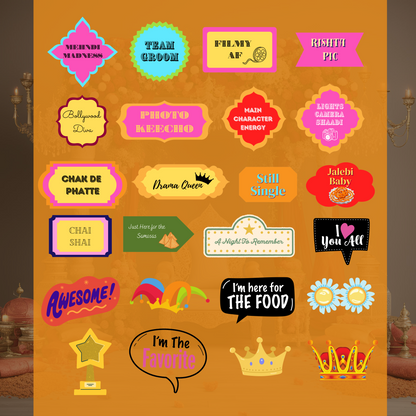 Desi Photo Booth Printable Props Digital Download