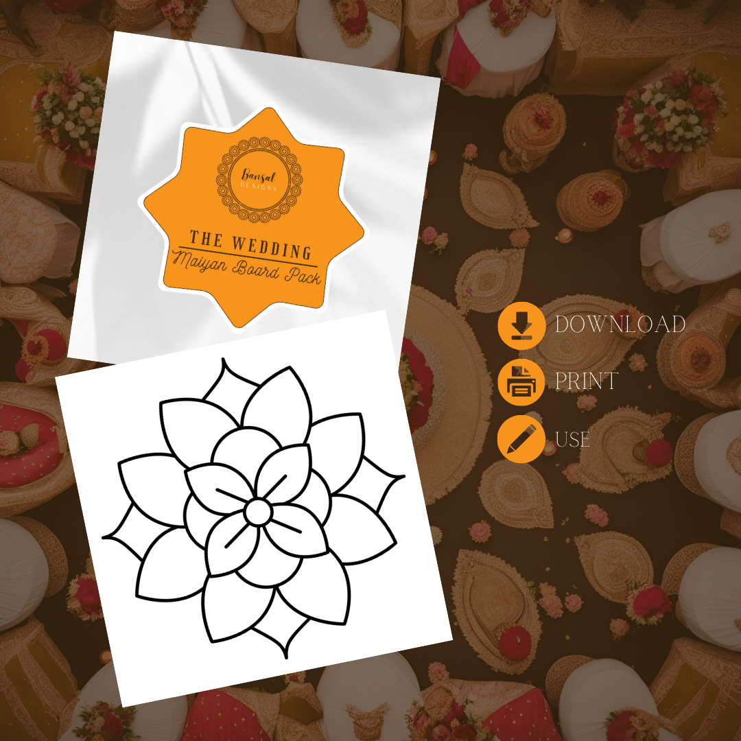 Maiyan Board Pack of 4 - Punjabi Wedding Accessories Digital Template