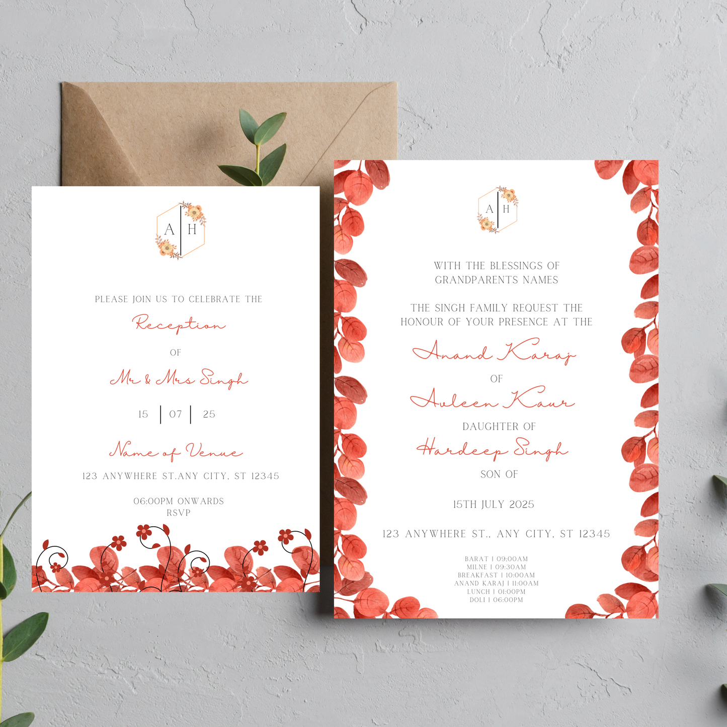 Floral Invite Inserts Digital Download 6pcs - Online Template