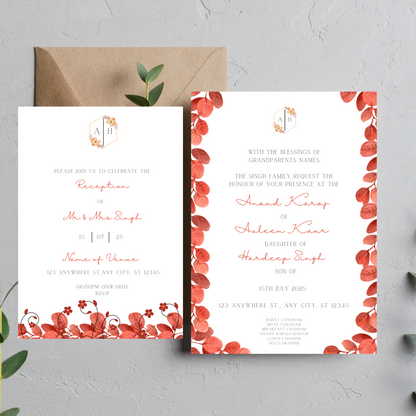 Floral Invite Inserts Digital Download 6pcs - Online Template