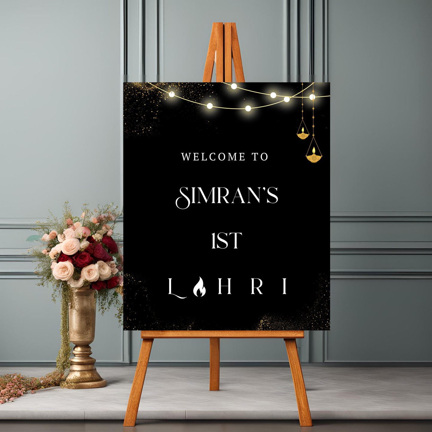 Lohri Black Entrance Board Digital Download - Online Template