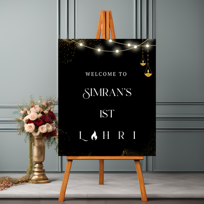 Lohri Black Entrance Board Digital Download - Online Template