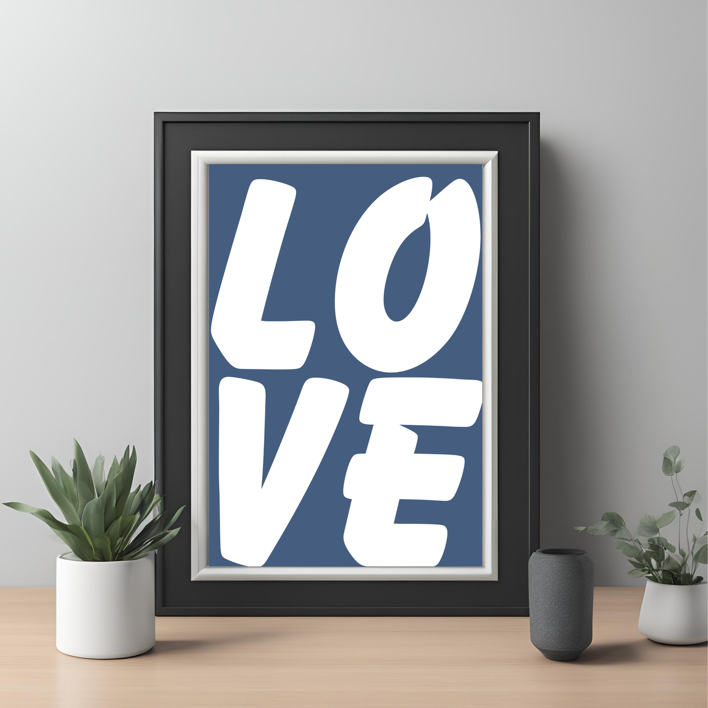Love Print Blue Wall Art Digital Download