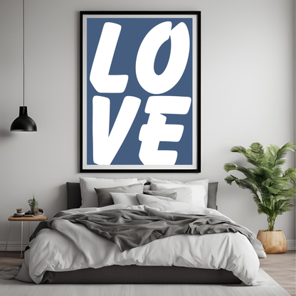 Love Print Blue Wall Art Digital Download