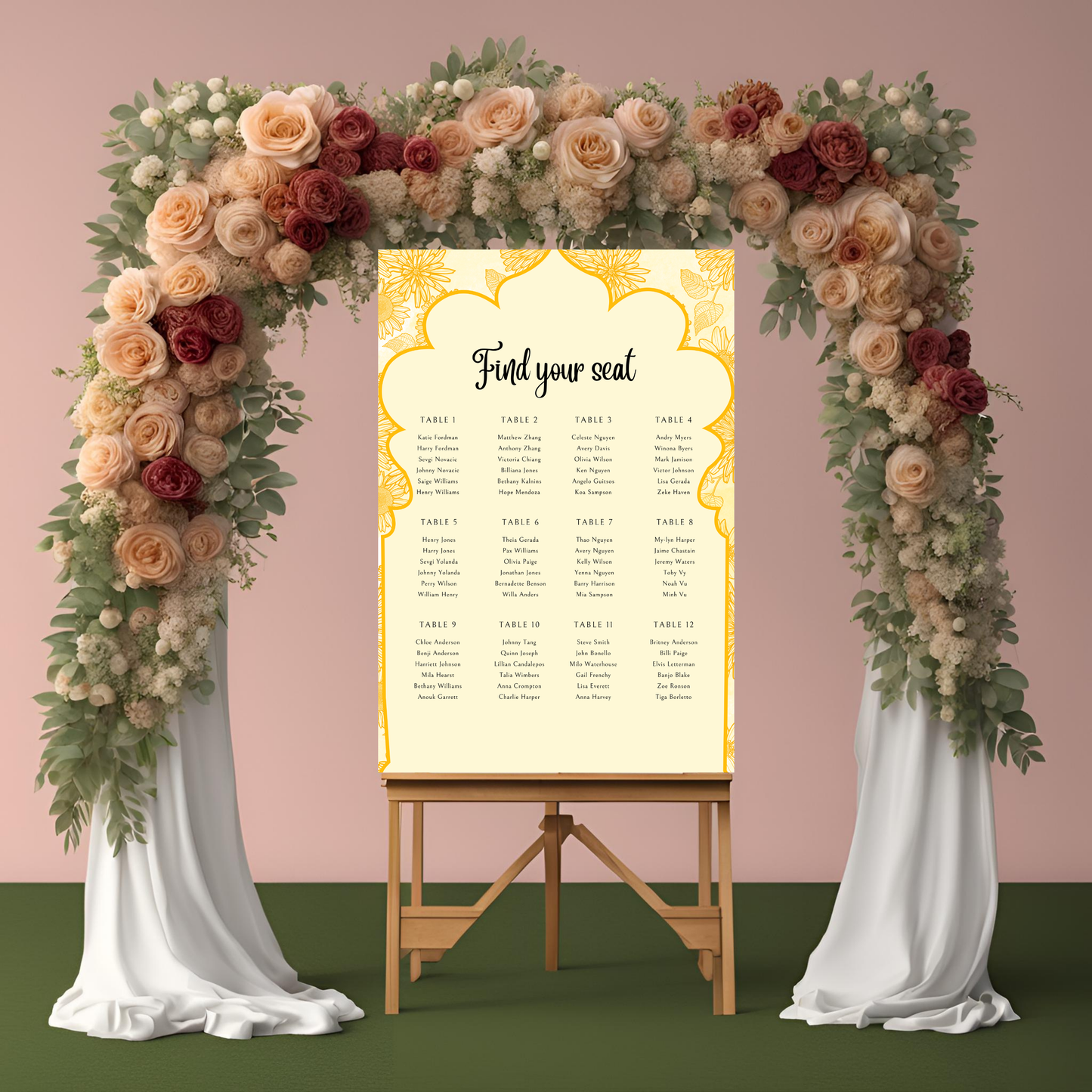 Yellow Seating Plan Digital Download