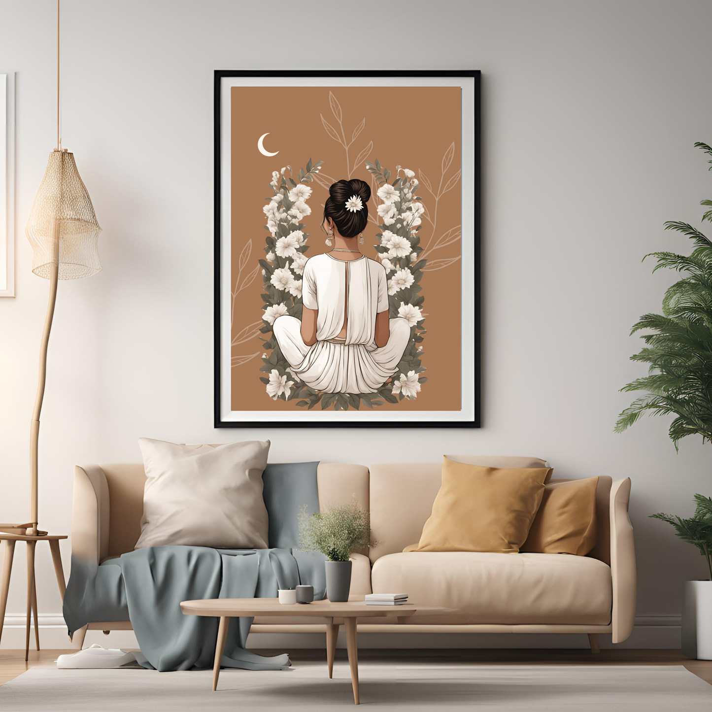 Desi Girl Midnight Black Framed A4 Portrait Print