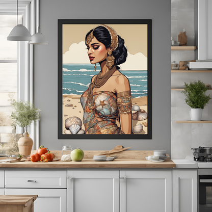 South Asian Art - Boho Beach Summer Aesthetic Desi Girl Printable Wall Art