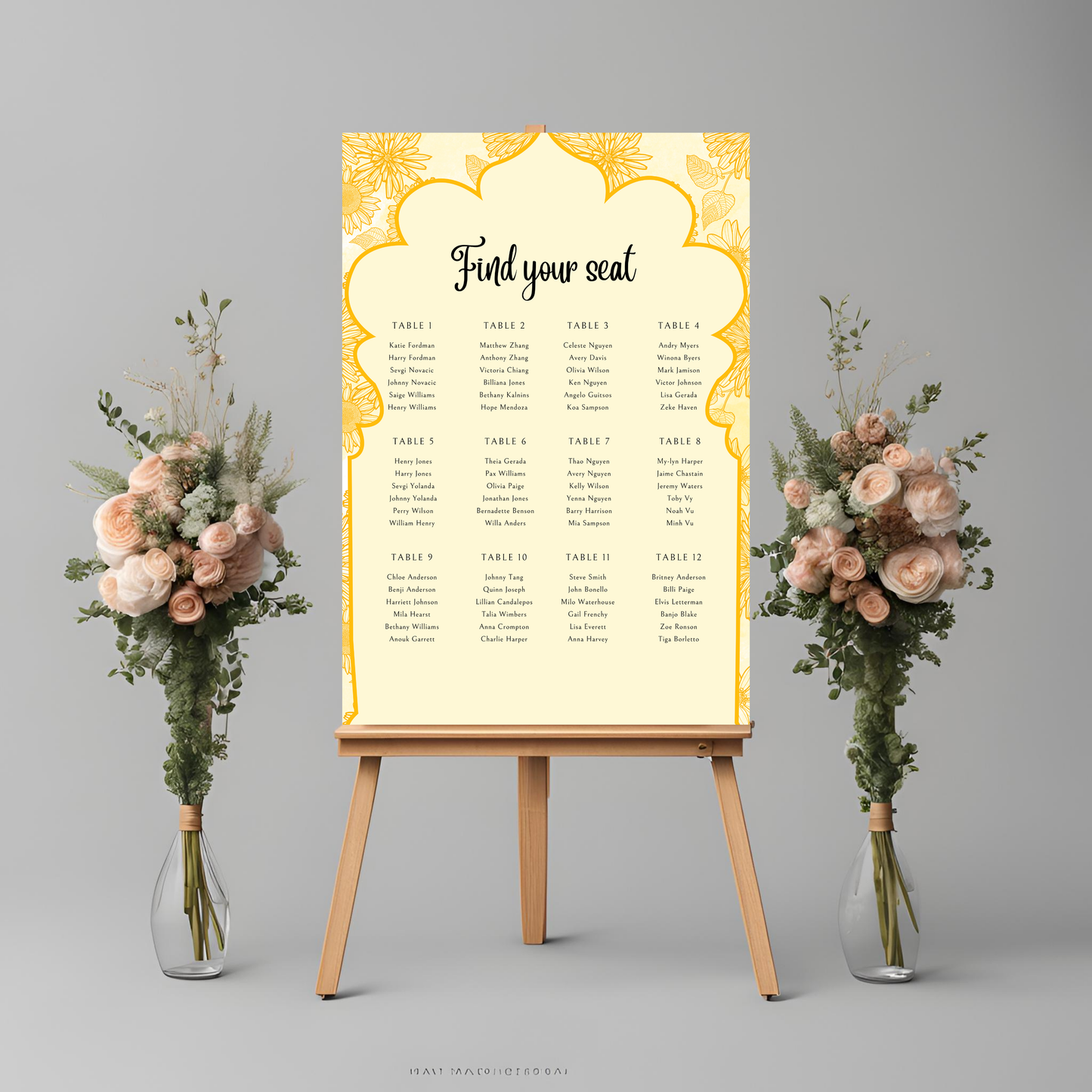 Yellow Seating Plan Digital Download