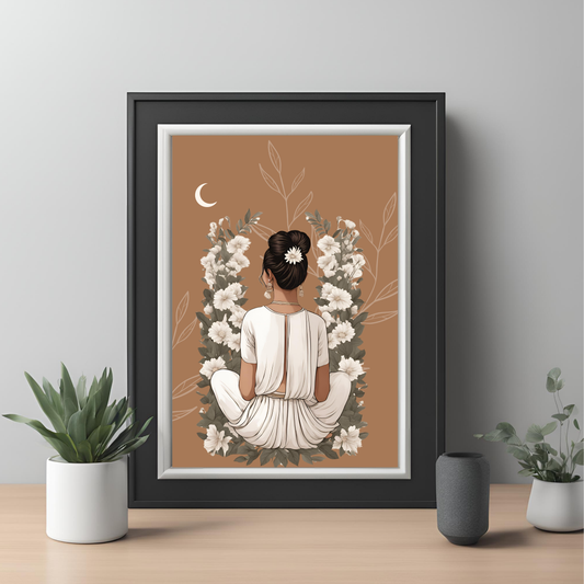 Desi Girl Midnight Black Framed A4 Portrait Print