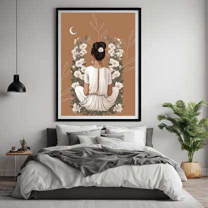 Desi Girl Midnight Black Framed A4 Portrait Print