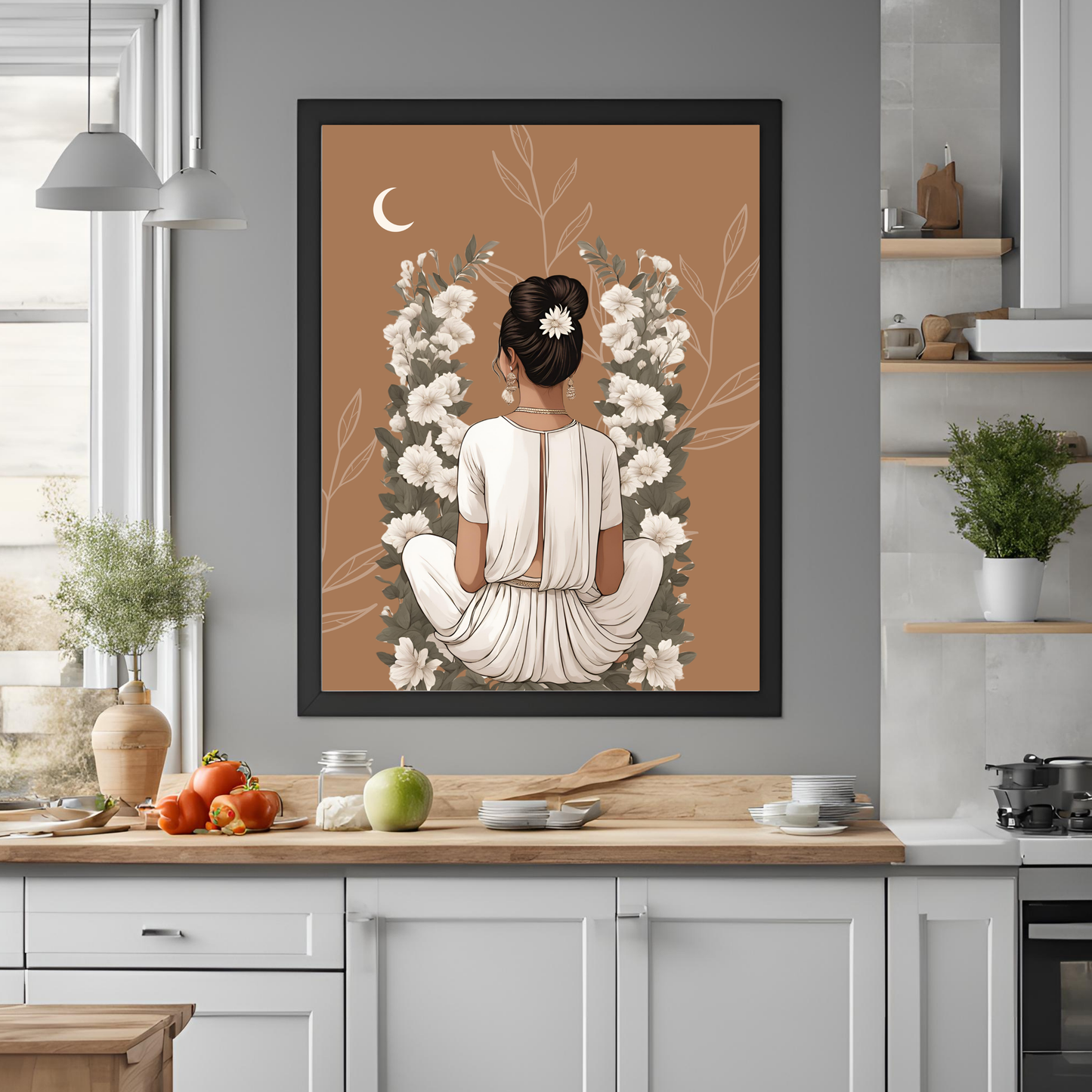 Desi Girl Midnight Black Framed A4 Portrait Print