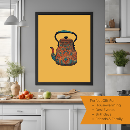 Kettle Pattern Black Framed A4 Portrait Print