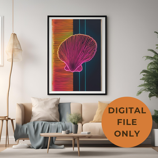 Coastal Gallery Wall - Shell Printable Wall Art Summer Aesthetic Colourful Beach Poster