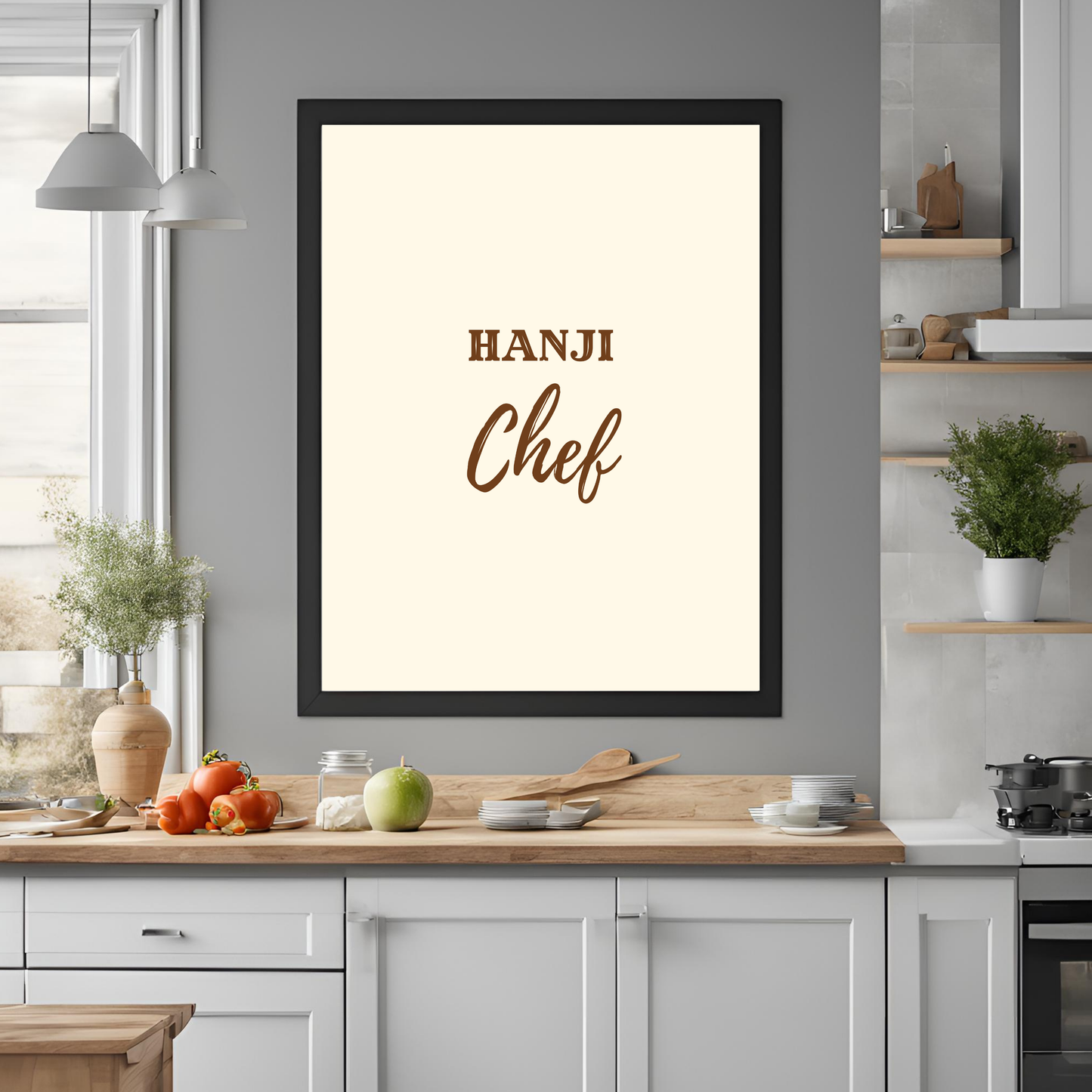 Hanji Chef Framed A4 Print - Portrait/Black