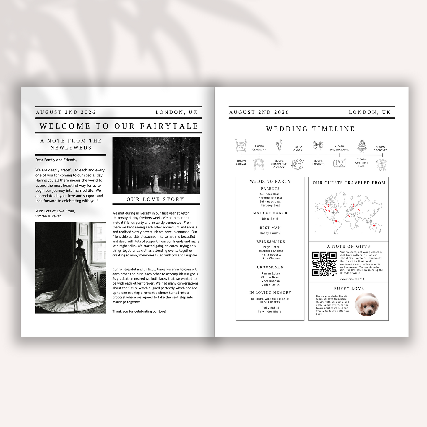 Newspaper Wedding Digital Download - Online Template