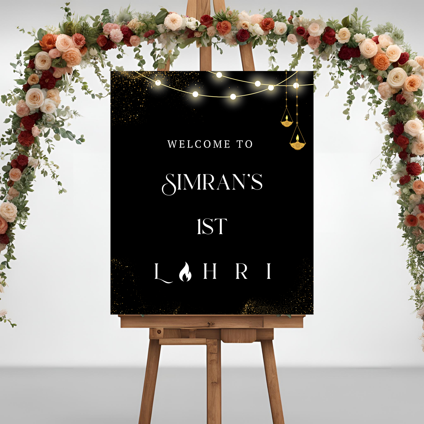 Lohri Black Entrance Board Digital Download - Online Template